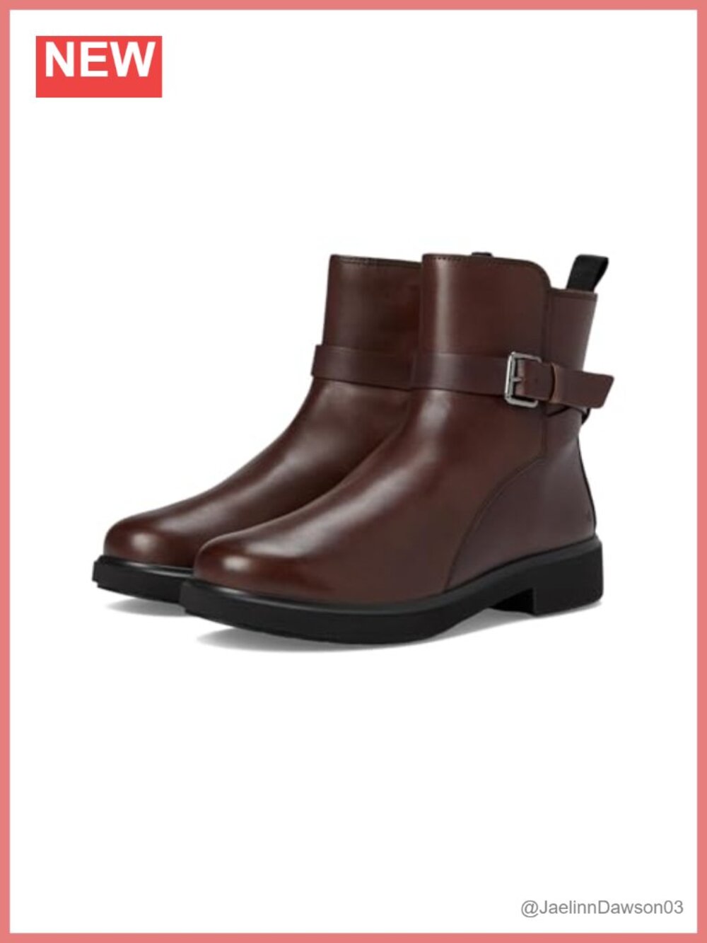 Waterproof Leather Ankle Boots Chunky Heel Round Toe Zip Closure